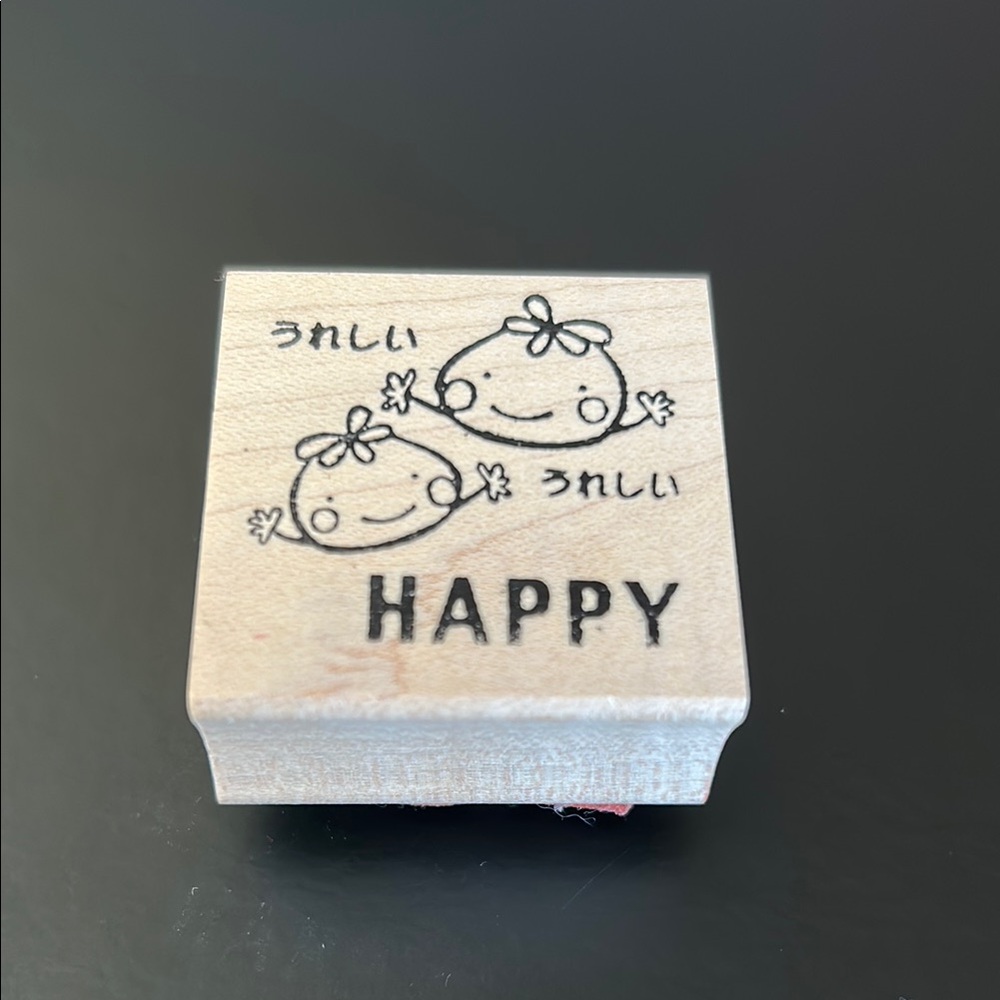 Japanese Happy Wooden Stamp with Cute Characters